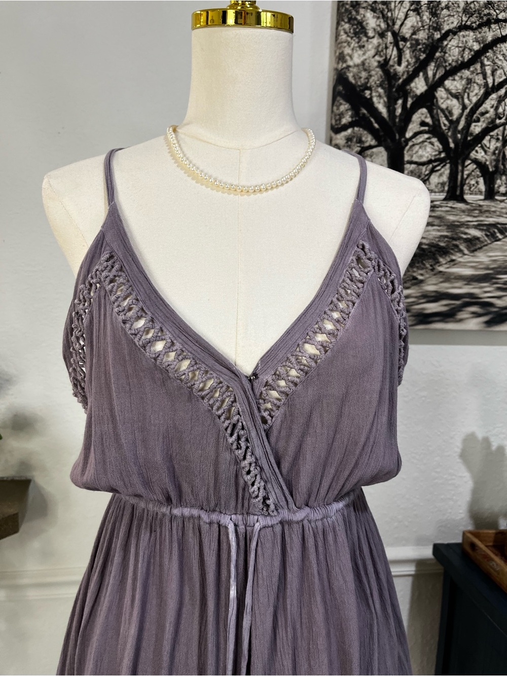 raya sun Lavender Grey Crochet-Trim Swim Coverup Dress - Picture 6 of 13